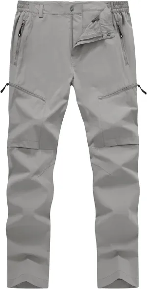 YSENTO Men's Cargo Hiking Pants Lightweight 5 Zipper Pockets Stretch Quick Dry Camping Fishing Travel Pants