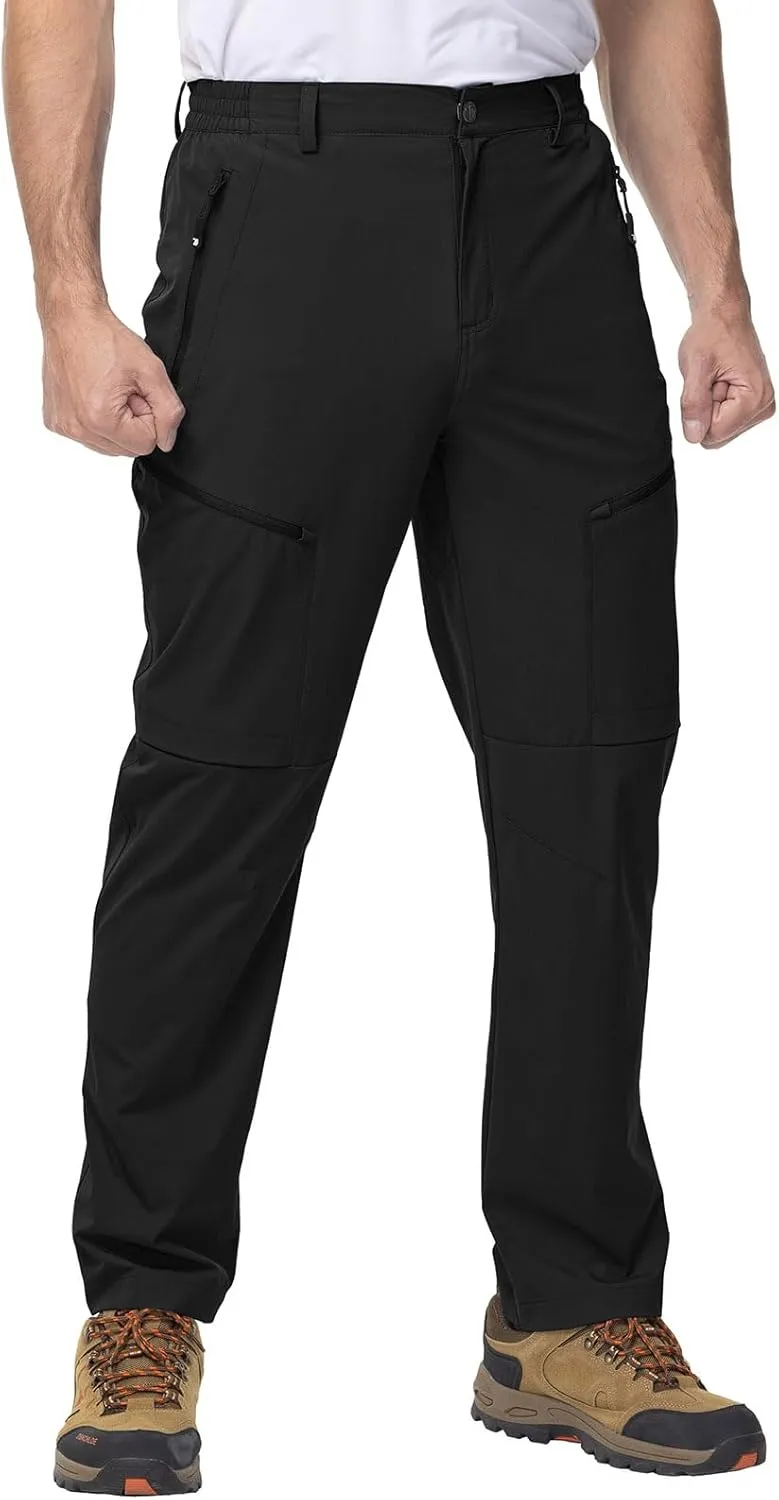 YSENTO Men's Cargo Hiking Pants Lightweight 5 Zipper Pockets Stretch Quick Dry Camping Fishing Travel Pants