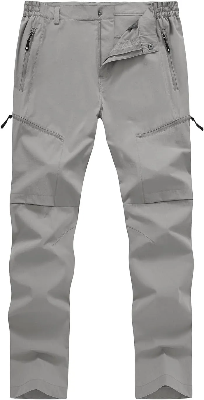 YSENTO Men's Cargo Hiking Pants Lightweight 5 Zipper Pockets Stretch Quick Dry Camping Fishing Travel Pants