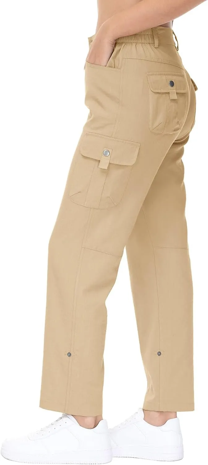 YSENTO Womens Cargo Hiking Pants with Pockets Lightweight Stretch Quick Dry Camping Travel Pants Roll Up