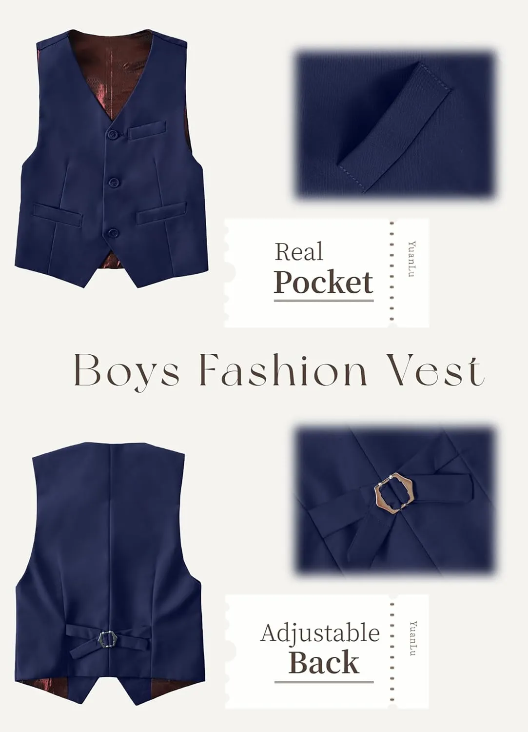 YuanLu Suits for Boys Ring Bearer Outfit Formal Vest and Pants Suit for Boy Wedding Suits Set