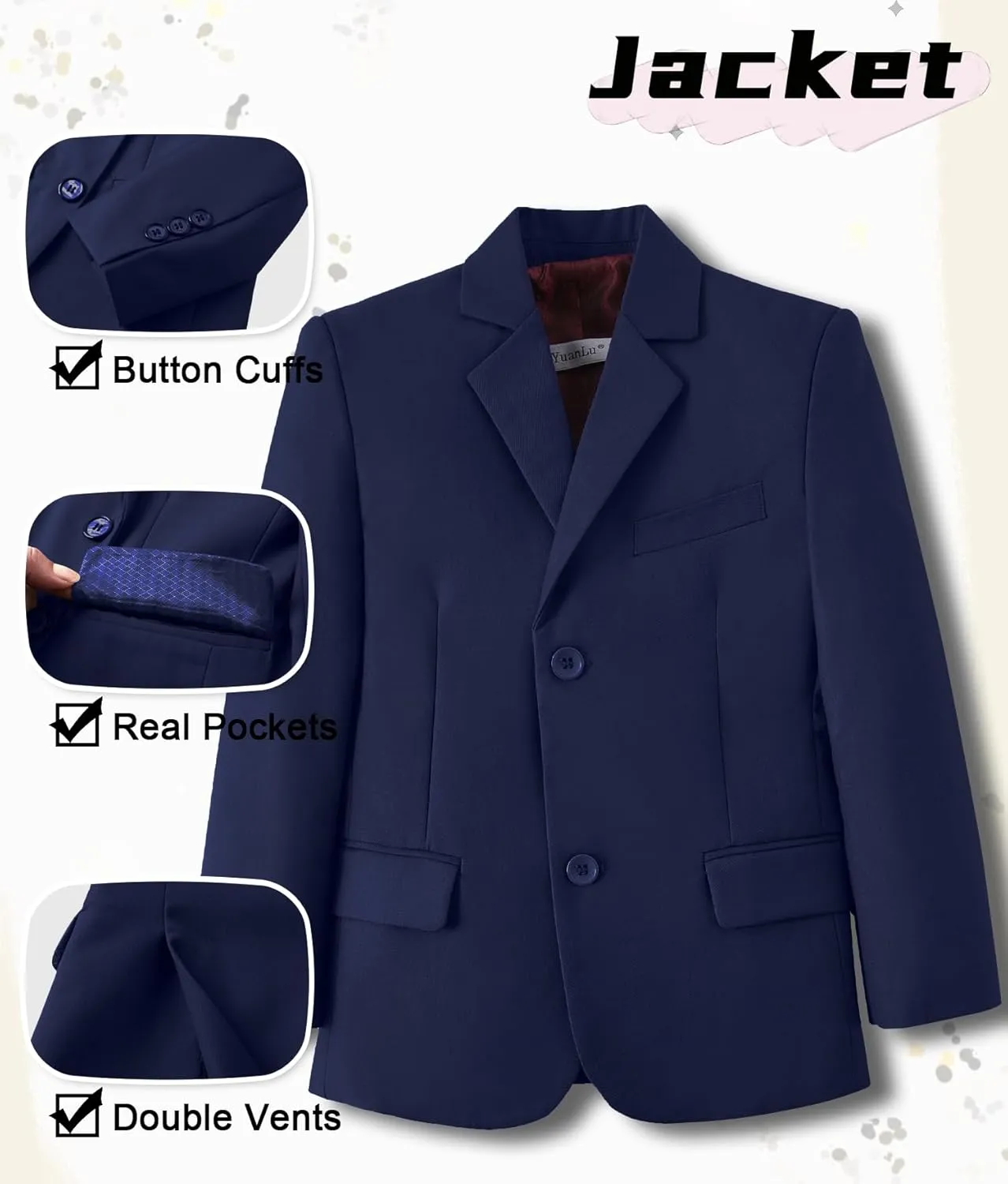 YuanLu Suits for Boys Ring Bearer Outfit Formal Vest and Pants Suit for Boy Wedding Suits Set