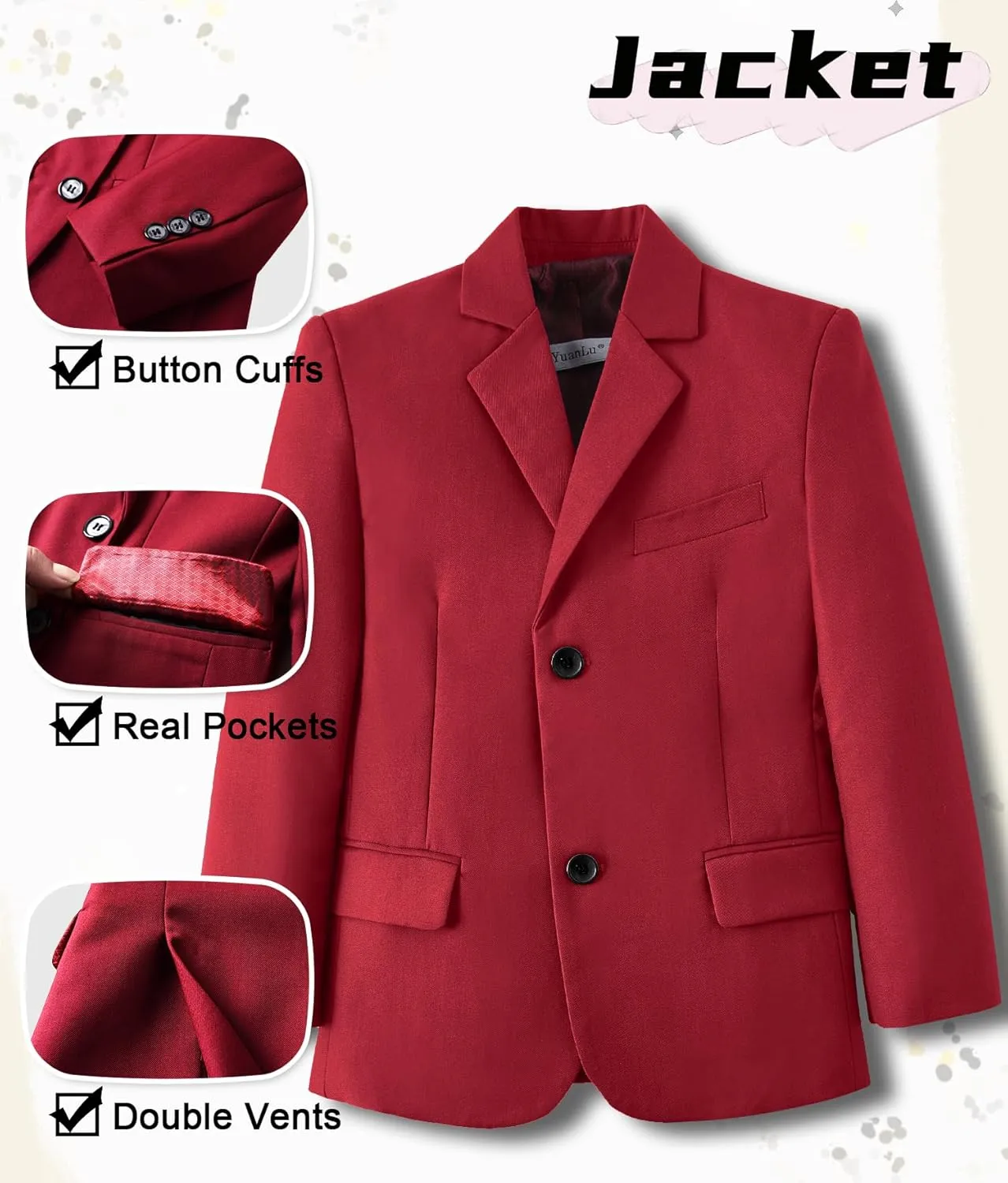 YuanLu Suits for Boys Ring Bearer Outfit Formal Vest and Pants Suit for Boy Wedding Suits Set