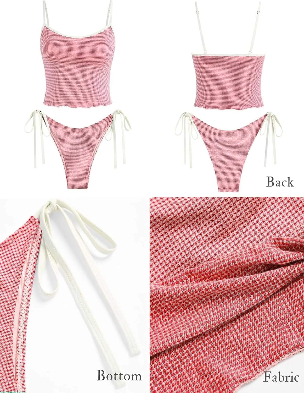 ZAFUL Tankini Swimsuits for Women Tie Front Tummy Control Spliced Ruffles Bikini Sets Two Piece Bathing Suits