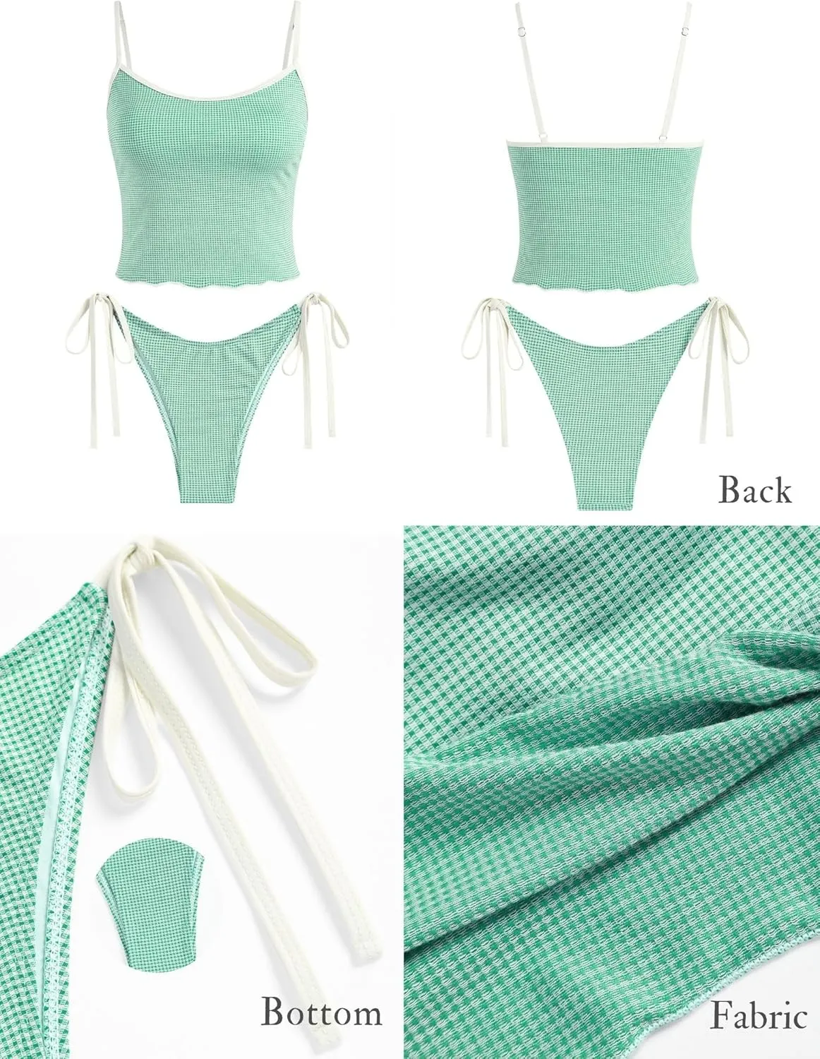ZAFUL Tankini Swimsuits for Women Tie Front Tummy Control Spliced Ruffles Bikini Sets Two Piece Bathing Suits