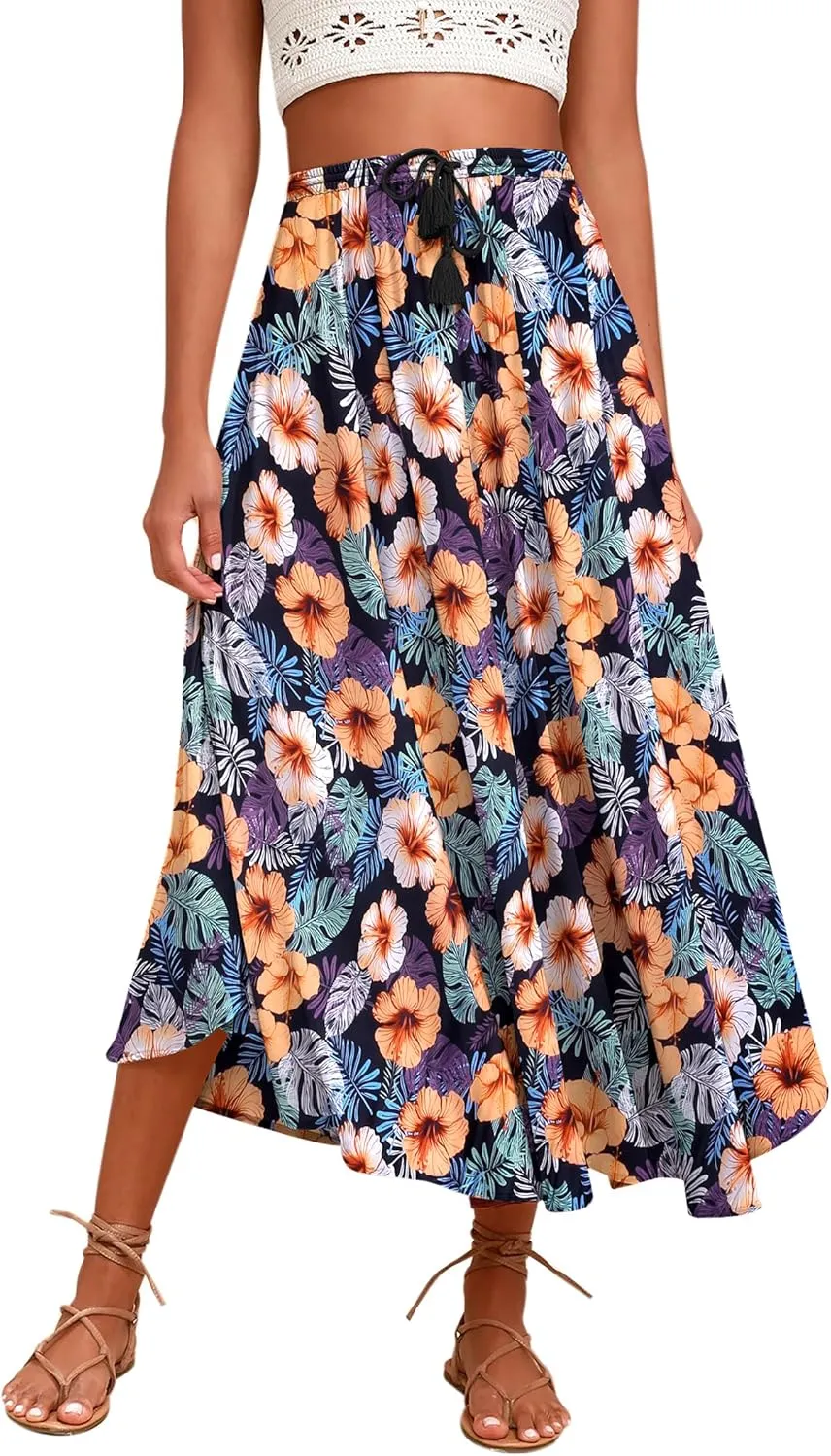 Zeagoo Women's Skirts High Elastic Waisted Casual Skirt