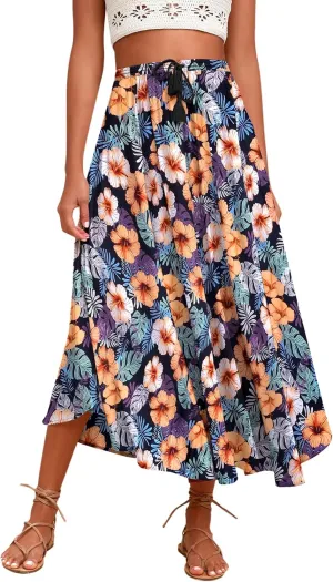 Zeagoo Women's Skirts High Elastic Waisted Casual Skirt