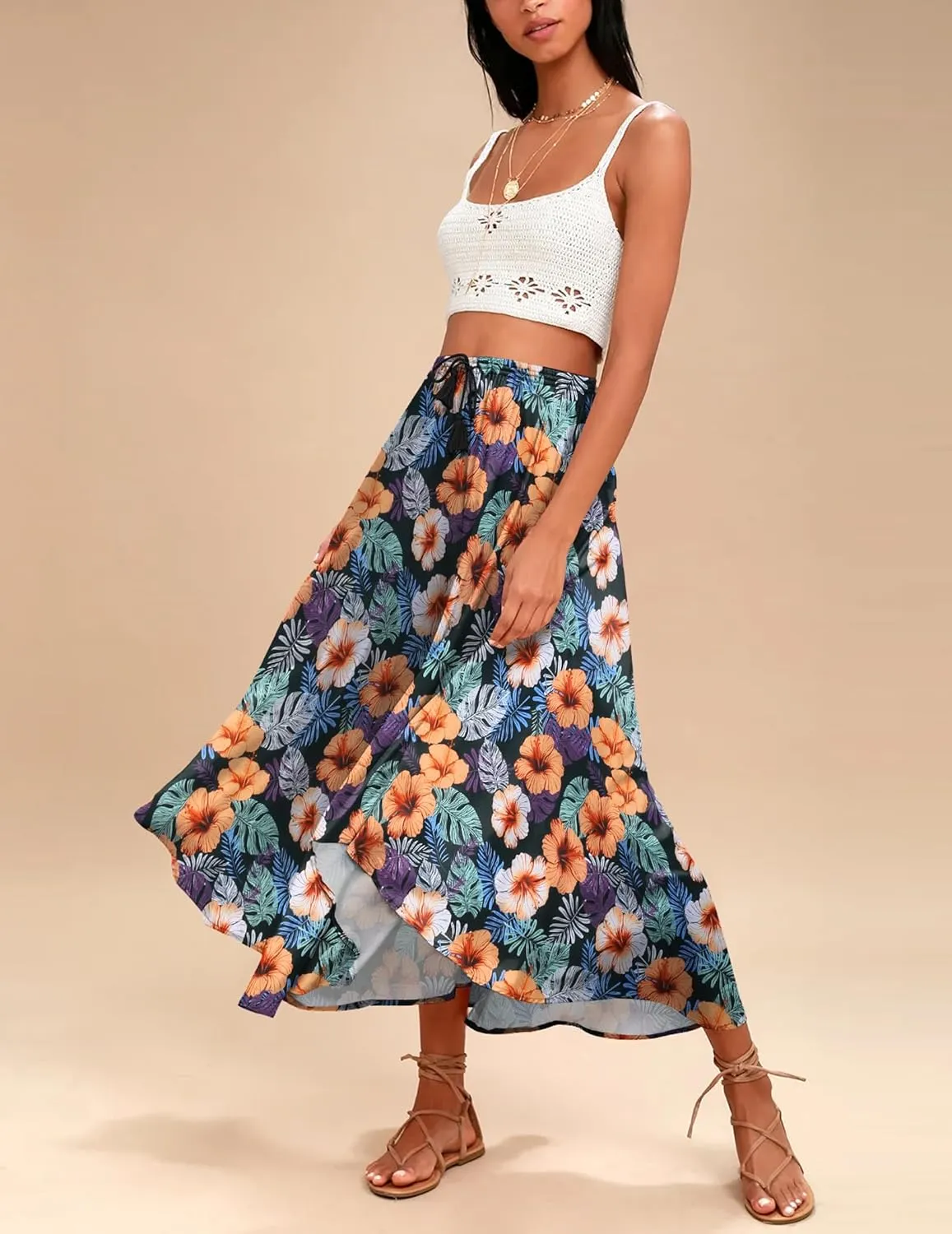 Zeagoo Women's Skirts High Elastic Waisted Casual Skirt