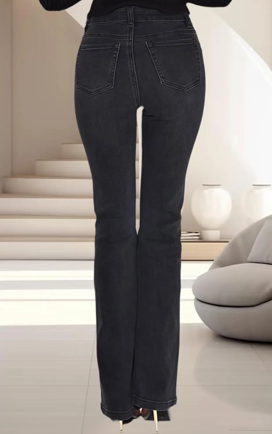 ZERMOM Women's Skinny Ripped Jeans Stretch Mid Rise Destroyed Distressed Denim Pants
