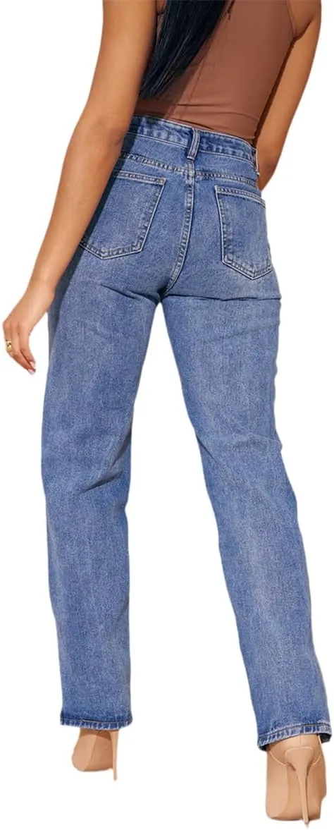 ZERMOM Women's Skinny Ripped Jeans Stretch Mid Rise Destroyed Distressed Denim Pants