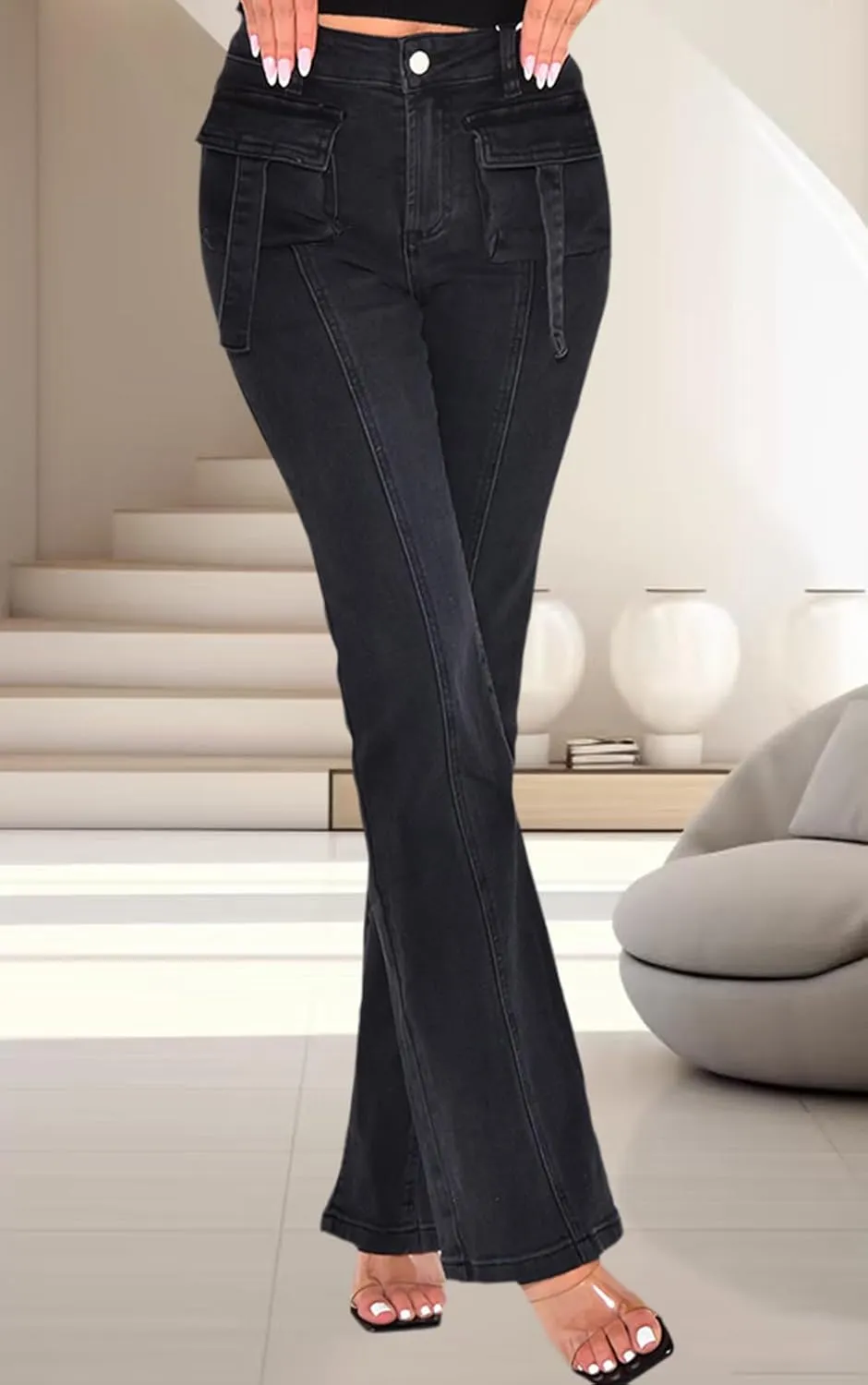 ZERMOM Women's Skinny Ripped Jeans Stretch Mid Rise Destroyed Distressed Denim Pants