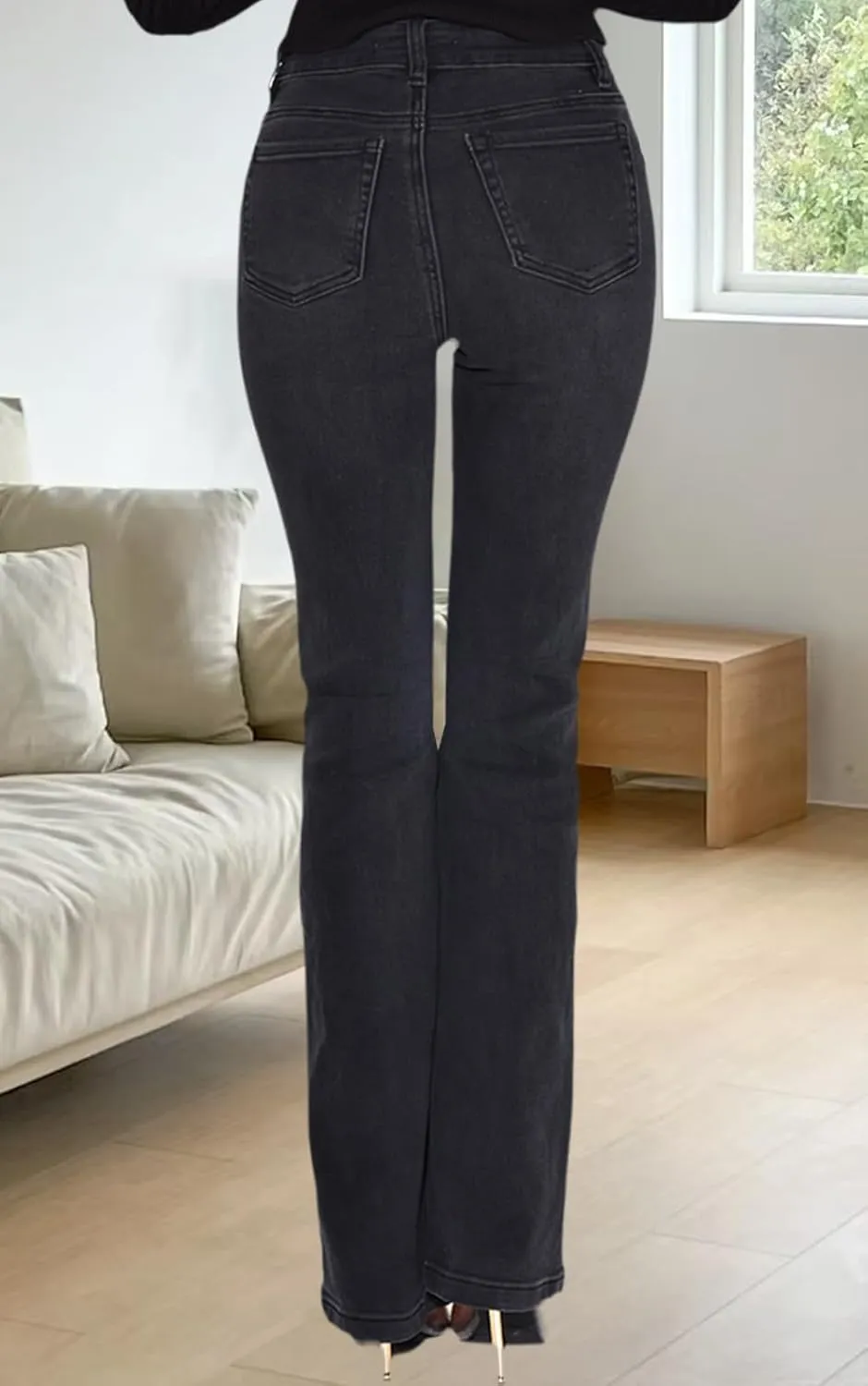 ZERMOM Women's Skinny Ripped Jeans Stretch Mid Rise Destroyed Distressed Denim Pants